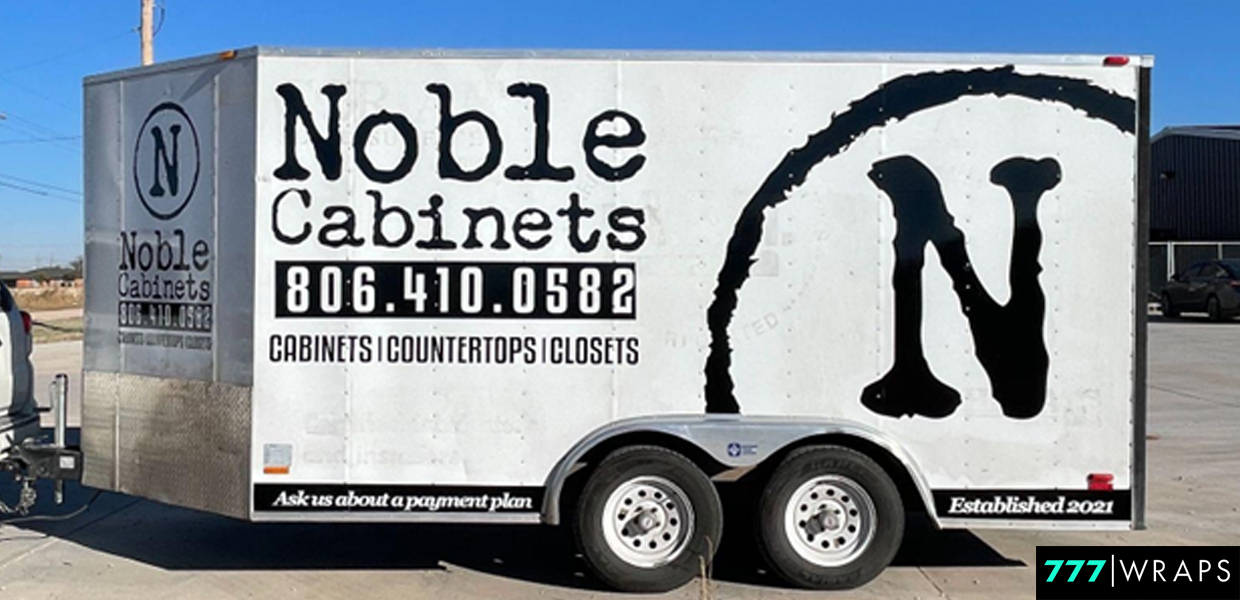 Trailer wrap using a large logo design for clear visibility in Amarillo