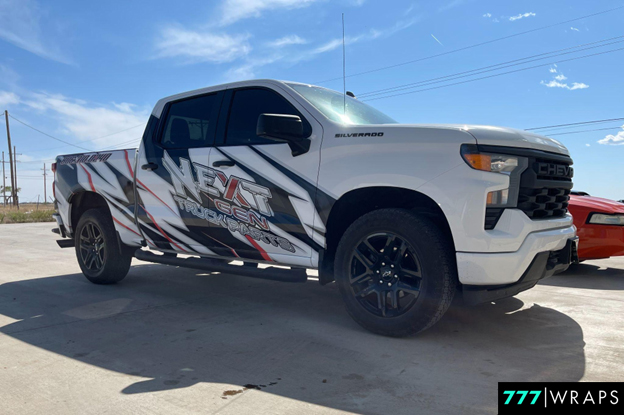 Truck wrap designed to withstand harsh Texas Panhandle weather conditions
